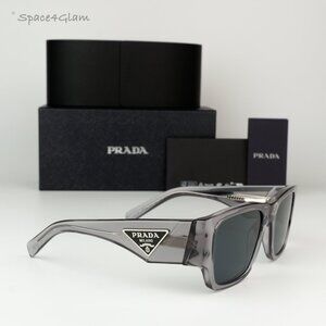 BRAND NEW Prada PR10ZS 16Z70B Transparent Asphalt Grey Square Unisex Sunglasses